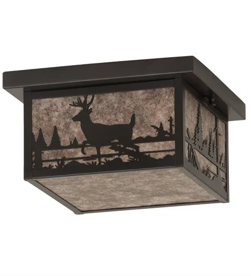 12"Sq Hyde Park Deer Creek Outdoor Flushmount