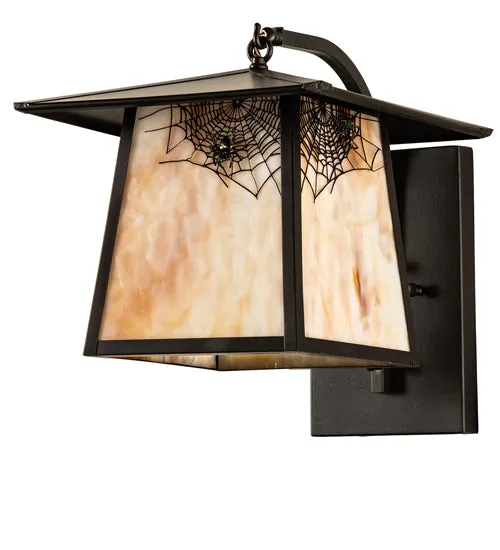 12"W Stillwater Spider Web Curved Arm Outdoor Wall Sconce