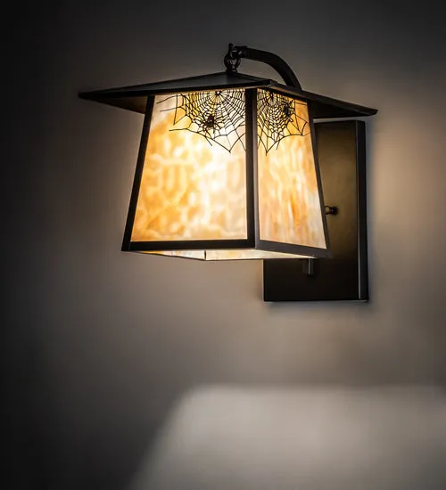 12"W Stillwater Spider Web Curved Arm Outdoor Wall Sconce