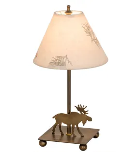 15"H Pressed Foliage Lone Moose Accent Lamp