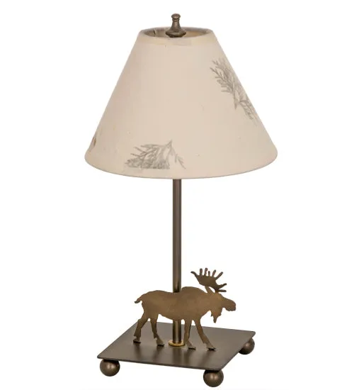 15"H Pressed Foliage Lone Moose Accent Lamp