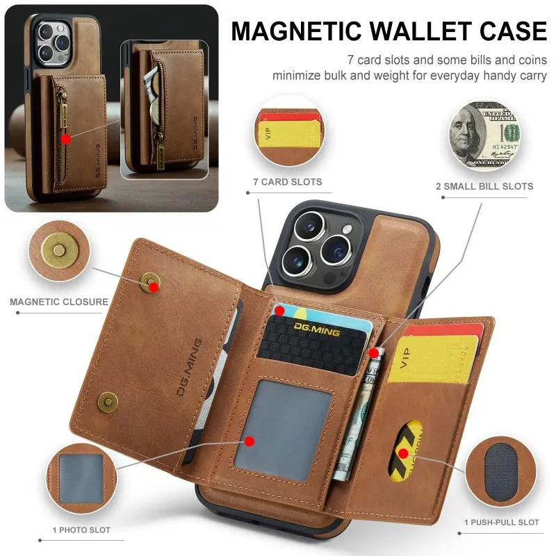 2 In 1 Detachable Magnetic Leather Wallet Phone Case WIth Card Holder