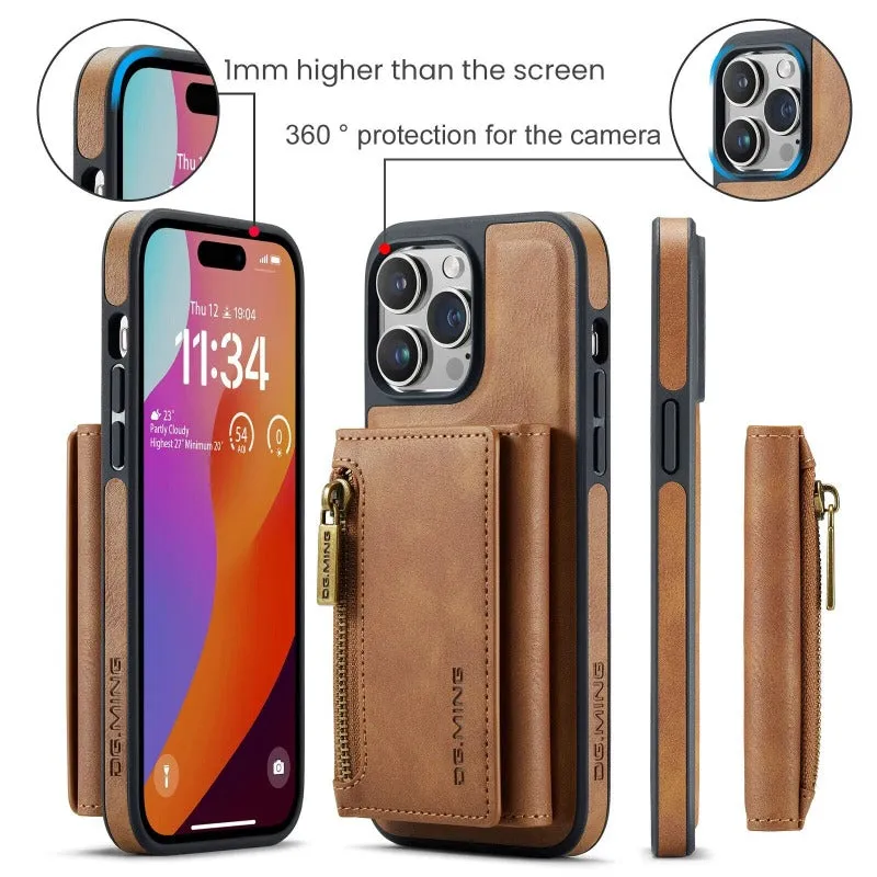 2 In 1 Detachable Magnetic Leather Wallet Phone Case WIth Card Holder