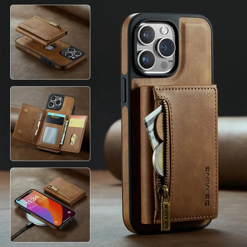 2 In 1 Detachable Magnetic Leather Wallet Phone Case WIth Card Holder