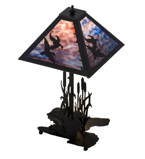 21" High Ducks In Flight W/Lighted Base Table Lamp