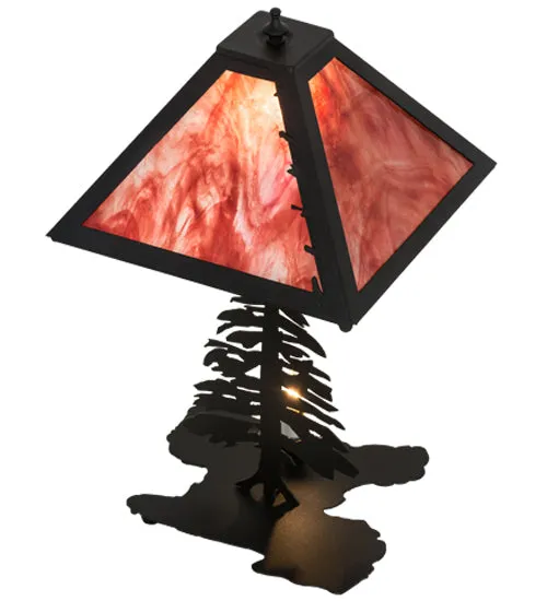 21" High Leaf Edge Tall Pines W/Lighted Base Table Lamp