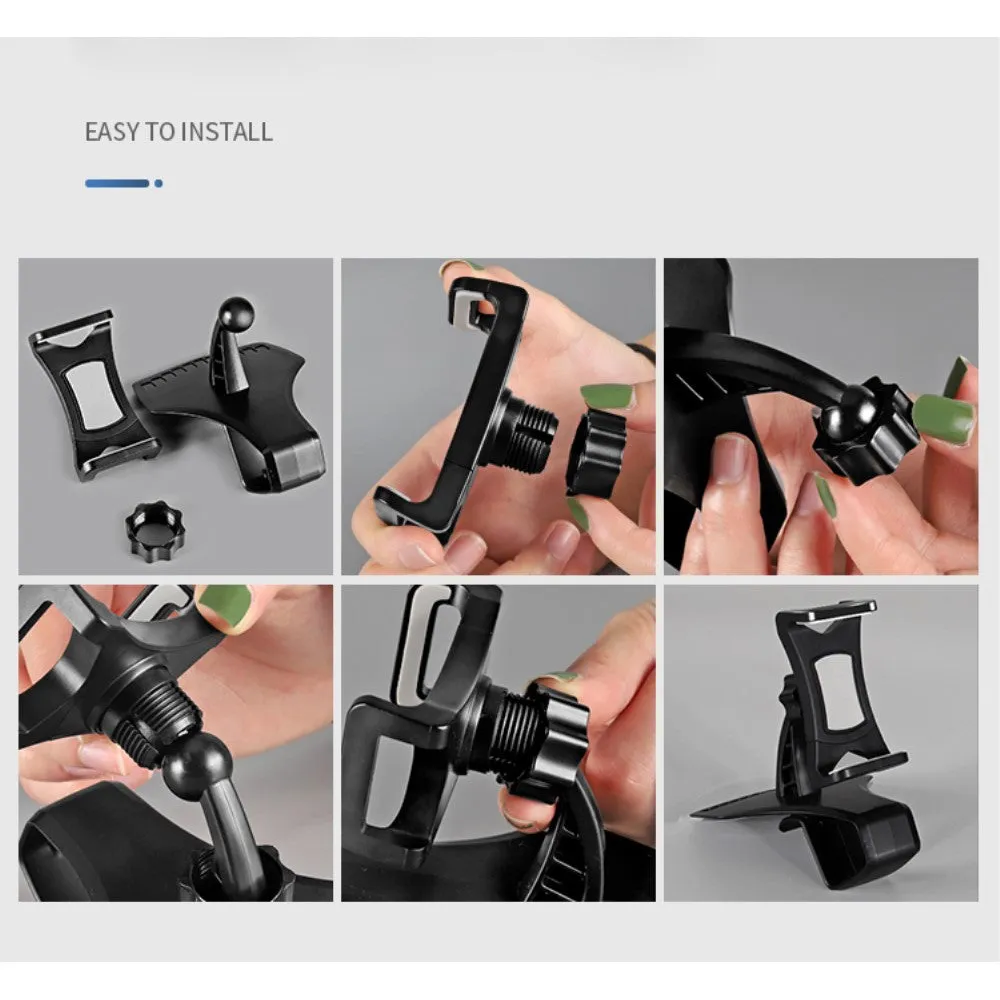 3 in 1 Car GPS Smartphone Holder: Dashboard / Visor Clamp   AC Grid Clip for Samsung Galaxy K zoom 3G C111 - Black