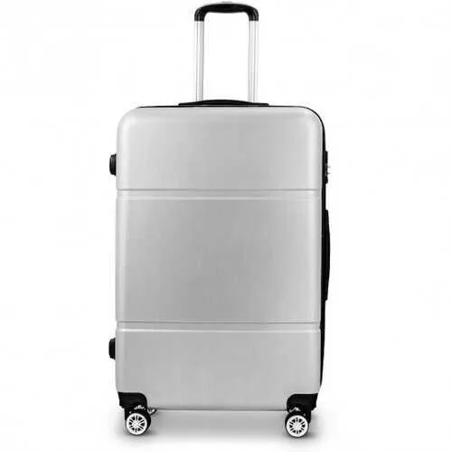 3-Piece Globalway Silver Gray Luggage Set - 20, 24, & 28 Trolley Suitcases with TSA Lock