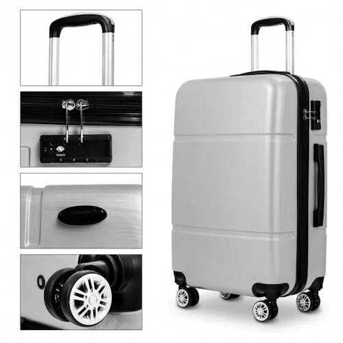3-Piece Globalway Silver Gray Luggage Set - 20, 24, & 28 Trolley Suitcases with TSA Lock