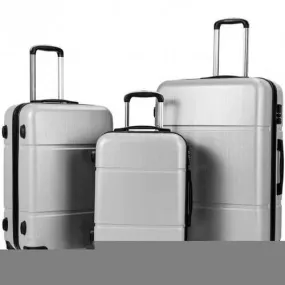 3-Piece Globalway Silver Gray Luggage Set - 20, 24, & 28 Trolley Suitcases with TSA Lock