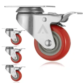 3" Heavy-Duty Swivel Casters with Locking Brakes (Set of 4)- AmeriGrip