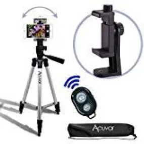 Acuvar 50" Smartphone/Camera Tripod with Rotating Mount & Wireless Camera Remote. Fits All Smartphones iPhone 11 Pro Max, 11 Pro, 11, Xs, Max, Xr, X 8, 8 , 7, 7 Plus, Android Note 10, S10  etc.
