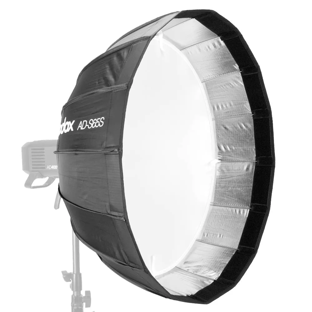 AD-S65S 65cm Portable Silver Godox-Fitting Parabolic Softbox With Silver Interior