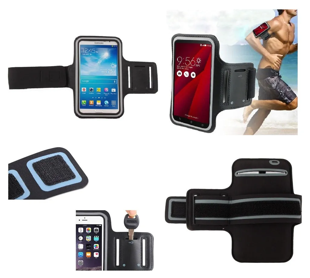 Armband Professional Cover Neoprene Waterproof Wraparound Sport with Buckle for Motorola Moto One Macro (2019) - Black