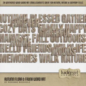 Autumn Flora & Fauna Word Art Digital Scrapbook Kit