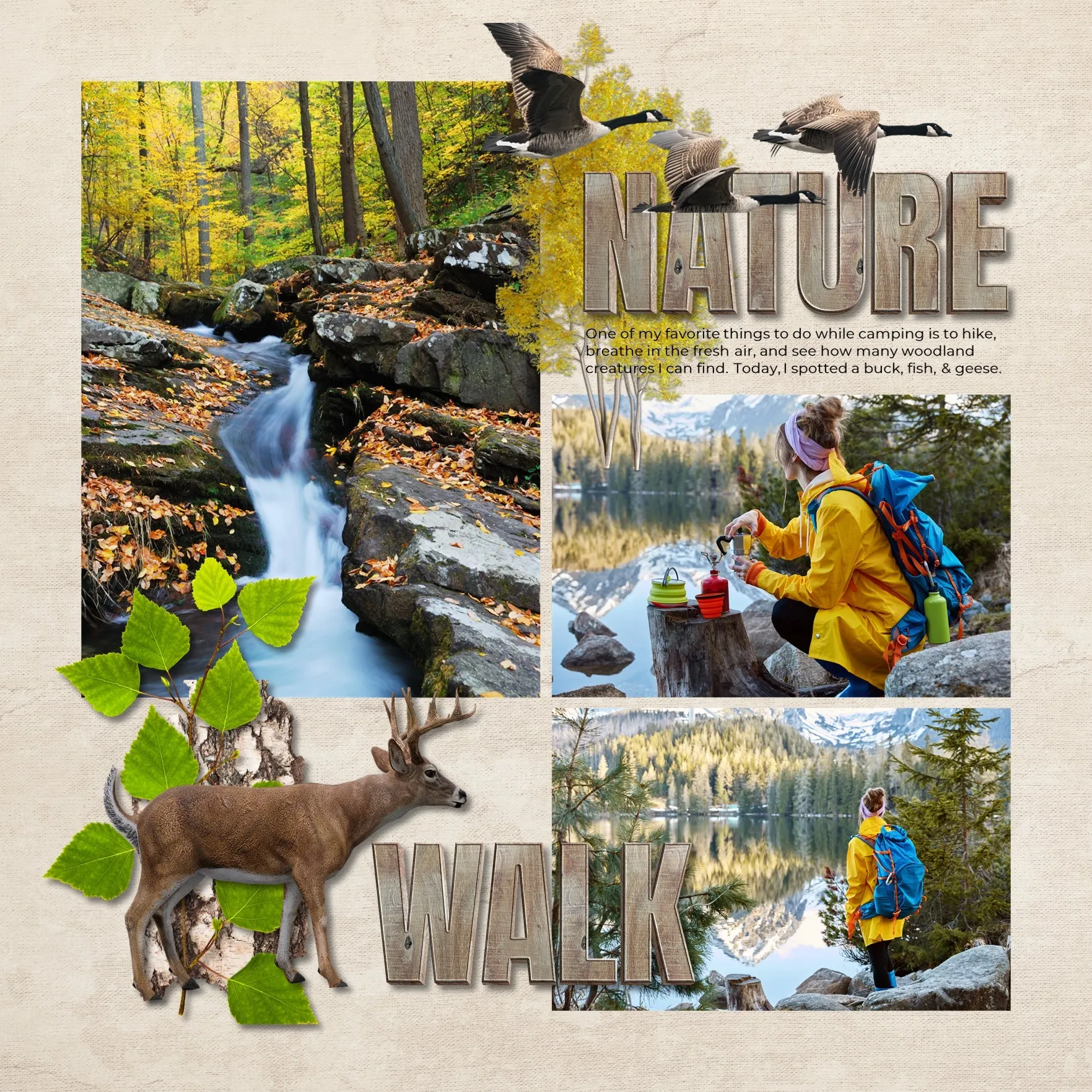 Autumn Flora & Fauna Word Art Digital Scrapbook Kit