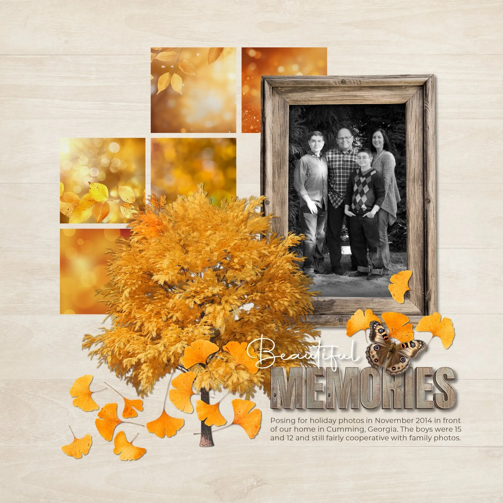 Autumn Flora & Fauna Word Art Digital Scrapbook Kit