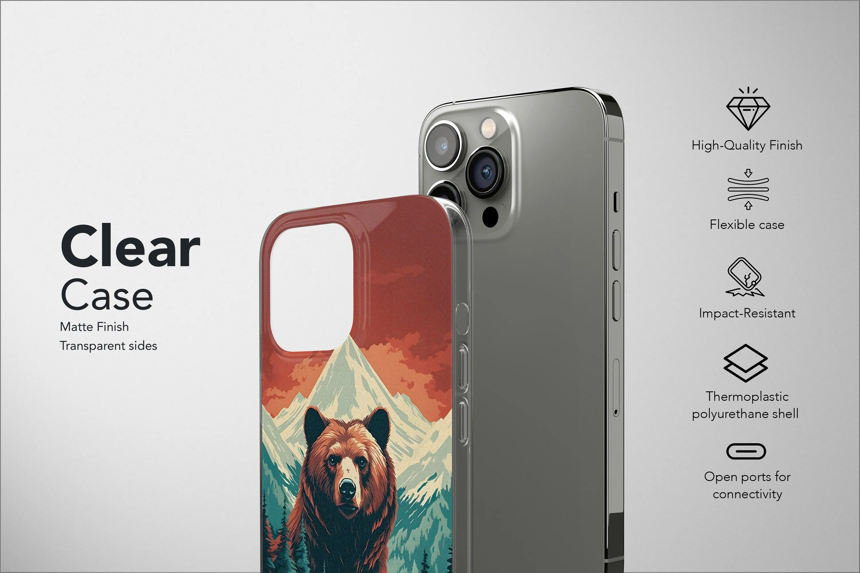 Bear Phone Case Cute Animal Aesthetic Wild Life Cover