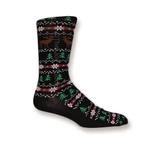 Black Festive Moose Fair Isle Socks (Men's)
