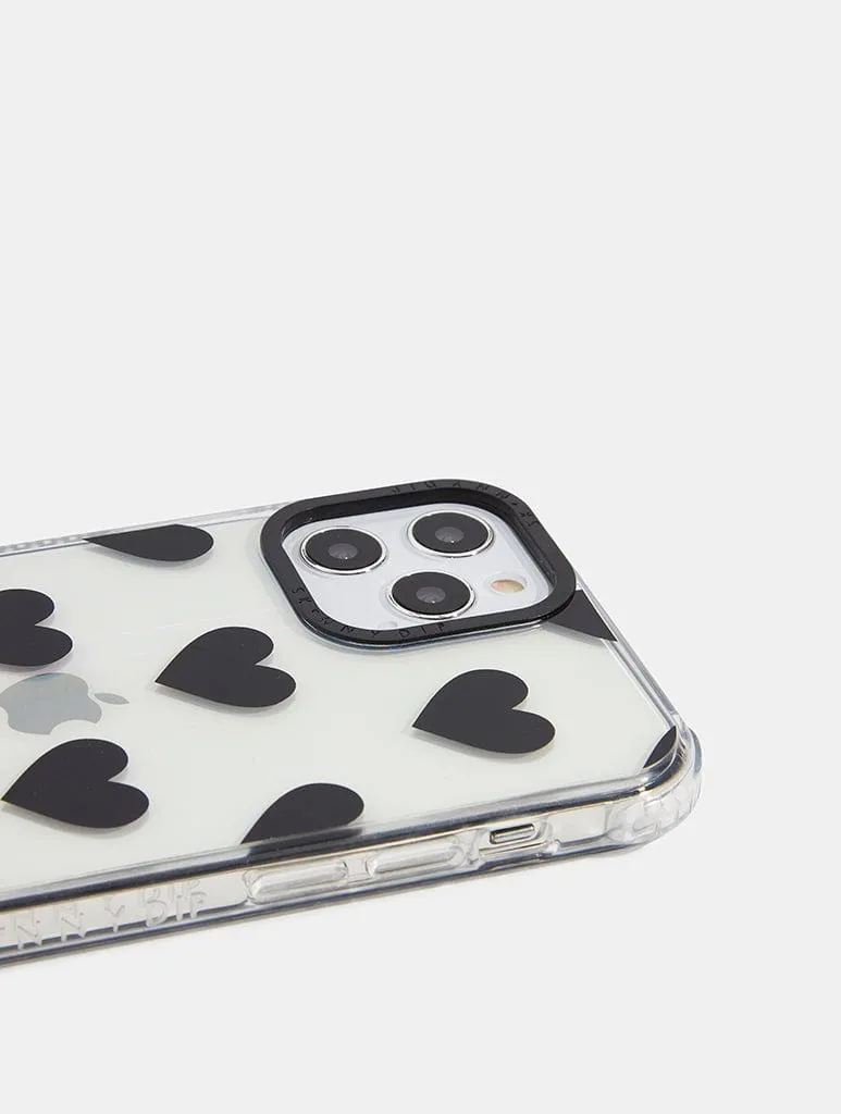 Black Heart Print Shock iPhone Case