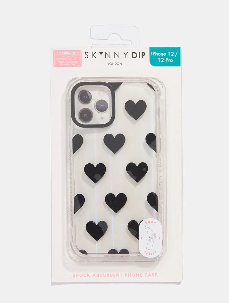 Black Heart Print Shock iPhone Case