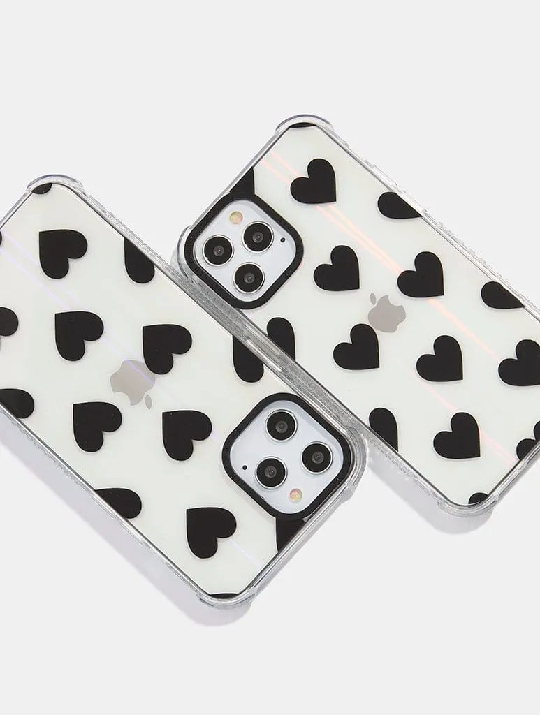 Black Heart Print Shock iPhone Case