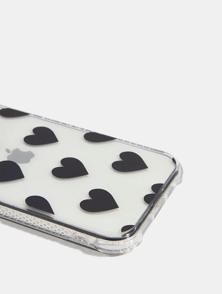 Black Heart Print Shock iPhone Case