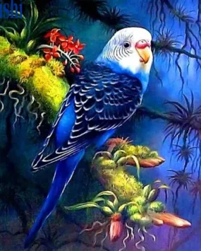 Brilliant Blue Parrot - Animal Diamond Painting, Full Square/Round 5D Diamonds