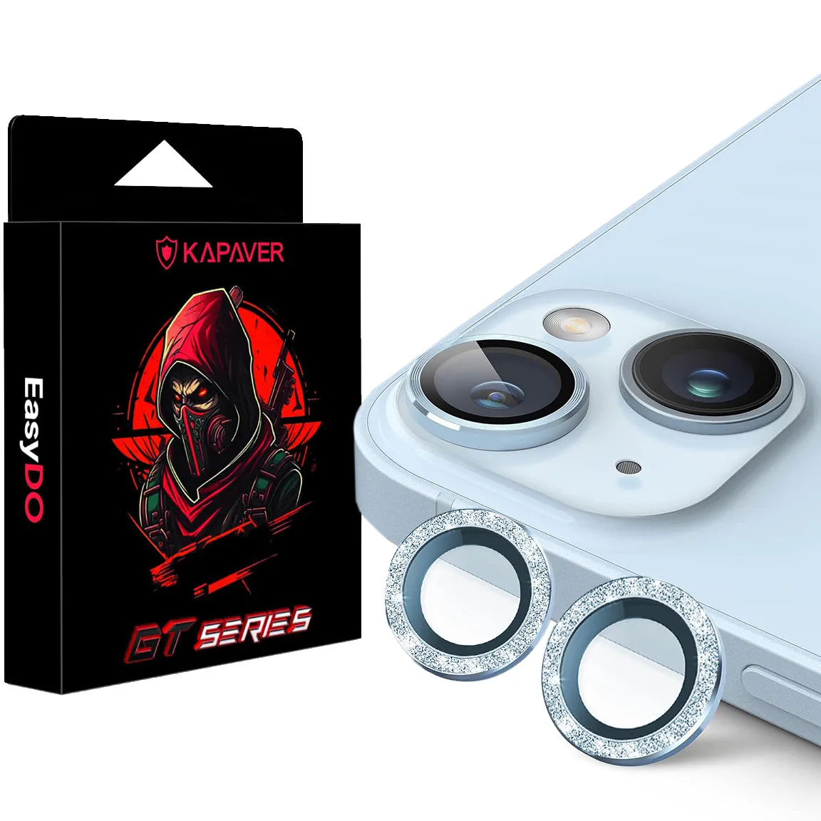 Camera Lens Protector GT Series Easy Do for iPhone 15 / iPhone 15 Plus  (Glitter Blue)