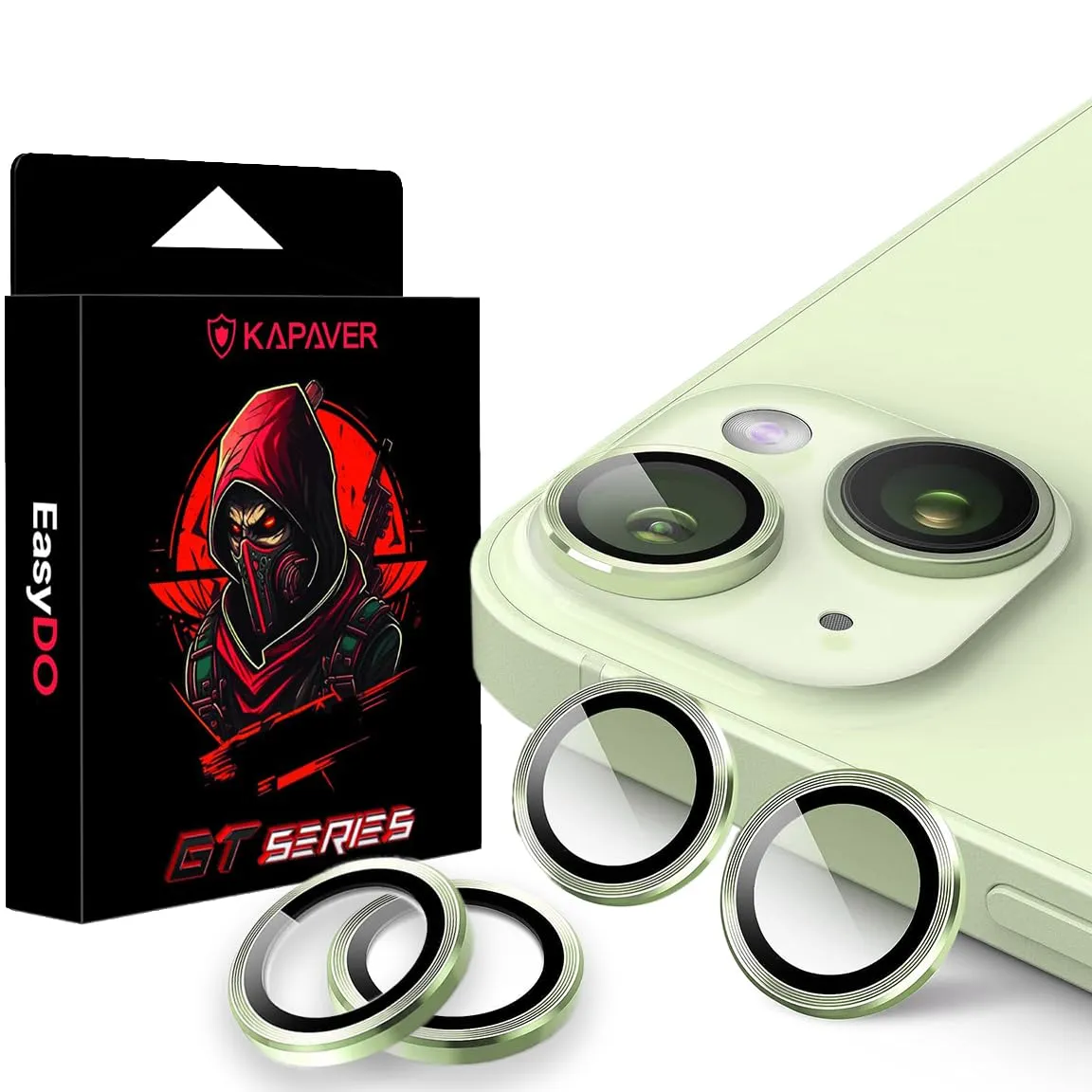 Camera Lens Protector GT Series Easy Do for iPhone 15 / iPhone 15 Plus (Green) - 2 Pack
