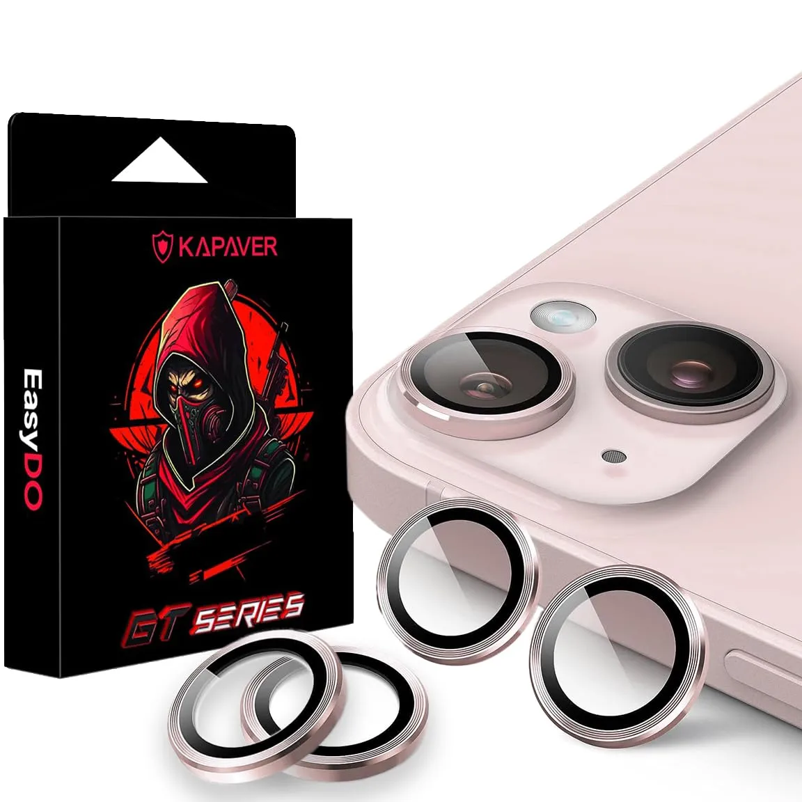 Camera Lens Protector GT Series Easy Do for iPhone 15 / iPhone 15 Plus  (Pink) - 2 Pack