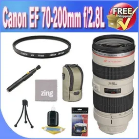 Canon EF 70-200mm f/2.8L USM Telephoto Zoom Lens   UV Filter   Lens Case   Zing Microfiber Cleaning Cloth   Lens Pen Cleaner   Lens Accessory Saver Bundle