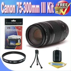 Canon EF 75-300mm f/4-5.6 III Telephoto Zoom Lens for Canon SLR Cameras   UV Filter   Accessory Saver Bundle