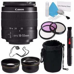 Canon EF-S 18-55mm f/3.5-5.6 III Lens (International Model)   58mm Wide Angle Lenses   58mm 3 Piece Filter Kit   Deluxe