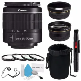 Canon EF-S 18-55mm f/3.5-5.6 III Lens (International Model)   58mm Wide Angle Lenses   58mm Macro Close Up Kit