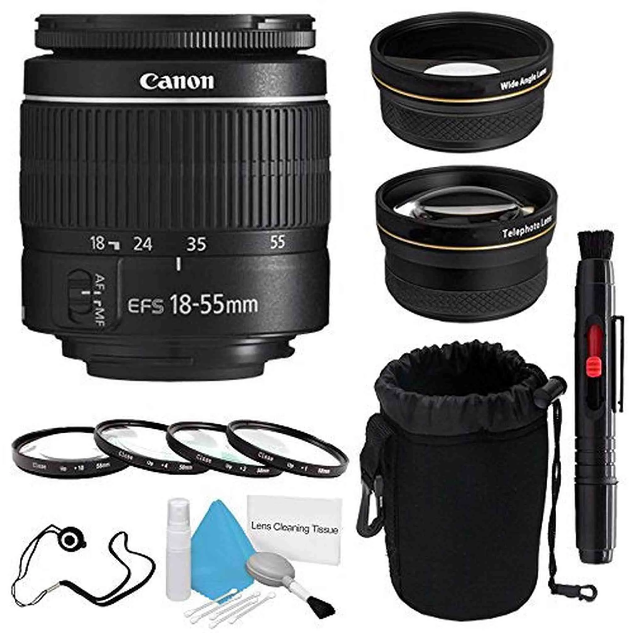 Canon EF-S 18-55mm f/3.5-5.6 III Lens (International Model)   58mm Wide Angle Lenses   58mm Macro Close Up Kit