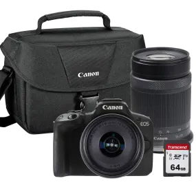 Canon EOS R50 Mirrorless Camera Black with RF-S 18-45mm f/4.5-6.3 IS STM Lens and RF-S 55-210mm f/5-7.1 IS STM Lens (Canon RF) Bundle