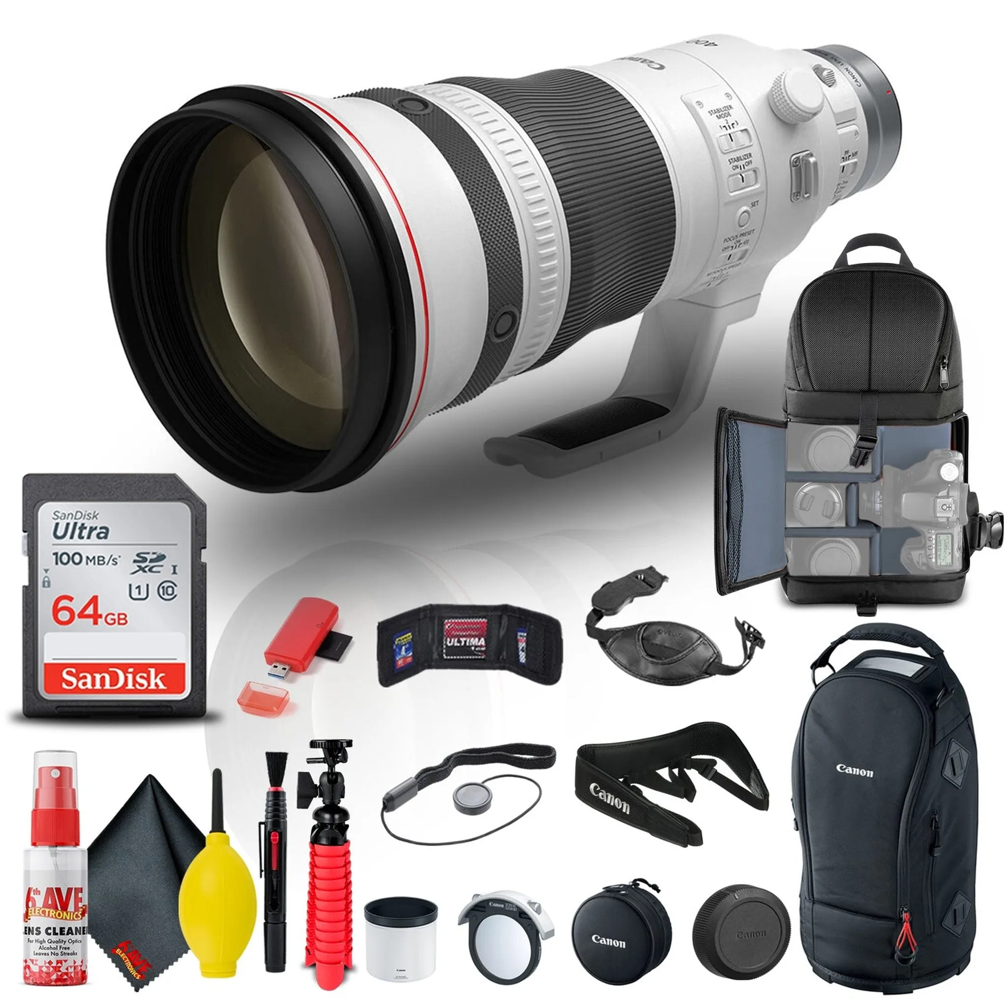 Canon RF 400mm f/2.8L IS USM Lens (5053C002)   BackPack   64GB Card   More