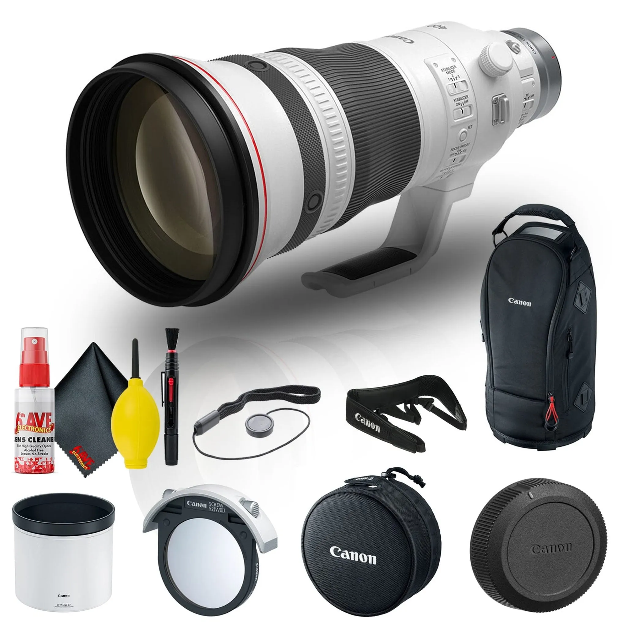 Canon RF 400mm f/2.8L IS USM Lens (5053C002)   Cap Keeper   Cleaning Kit Base Bundle