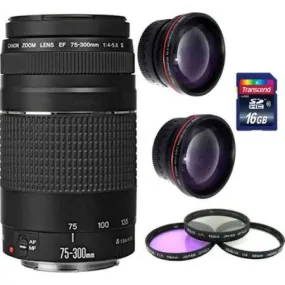 Canon Zoom Telephoto EF 75-300mm f/4.0-5.6 III Lens   16GB Accessory Kit