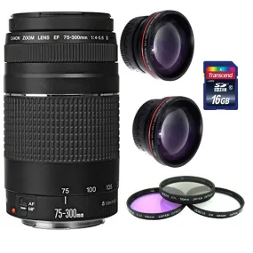 Canon Zoom Telephoto EF 75-300mm f/4.0-5.6 III Lens    16GB Accessory Kit