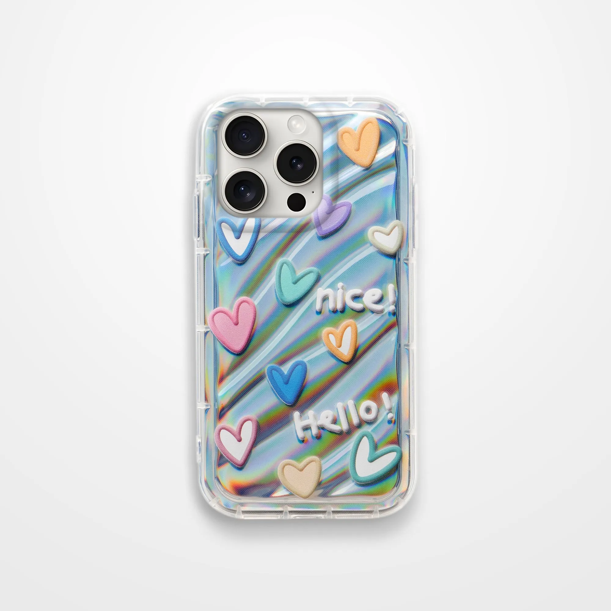 Colorful Hearts Printed Transparent Back Cover for Apple iPhone 14 Pro Max