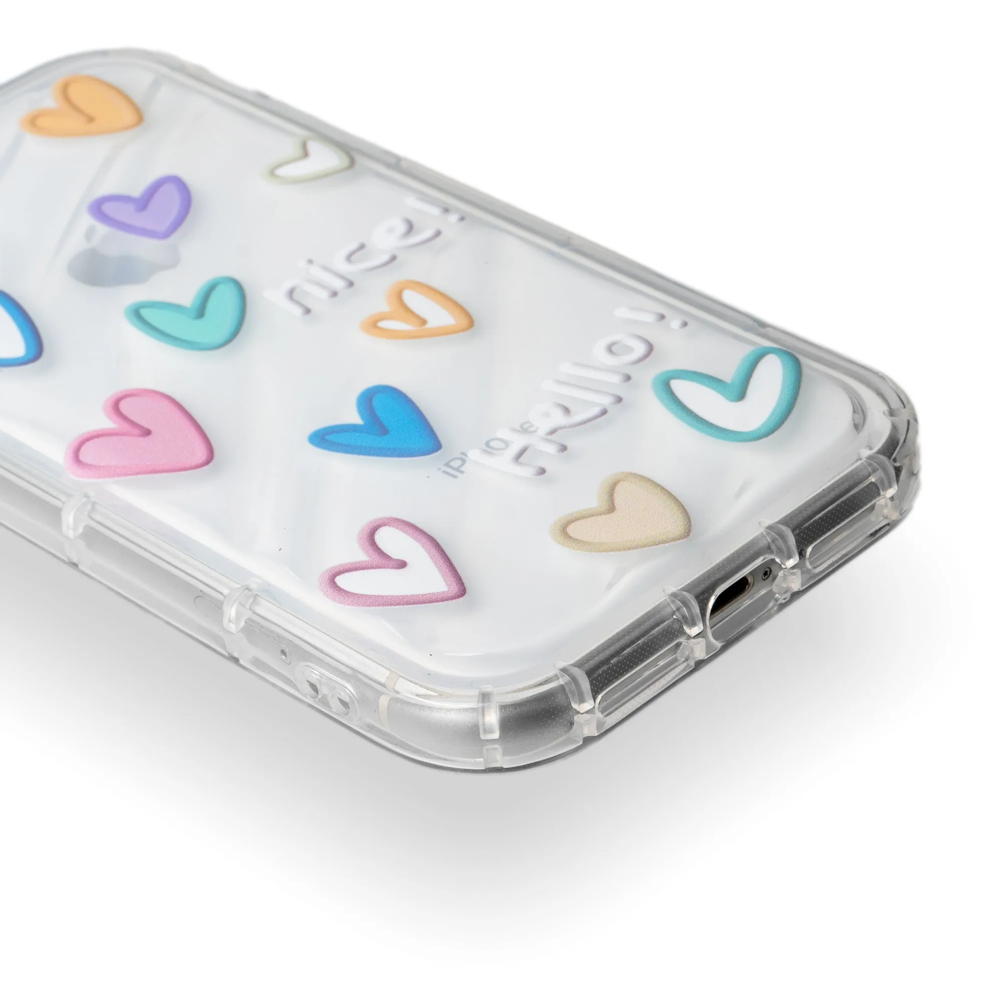 Colorful Hearts Printed Transparent Back Cover for Apple iPhone 14 Pro Max