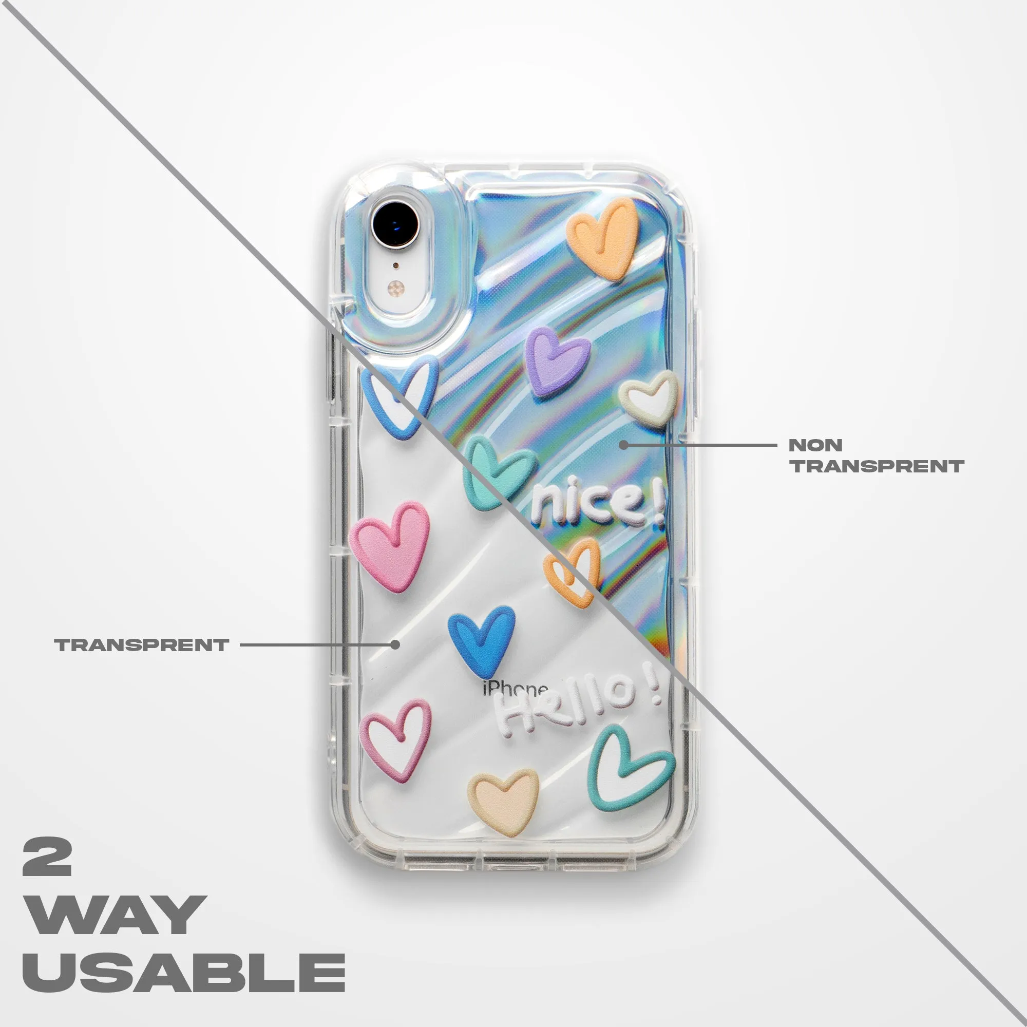 Colorful Hearts Printed Transparent Back Cover for Apple iPhone 14 Pro Max