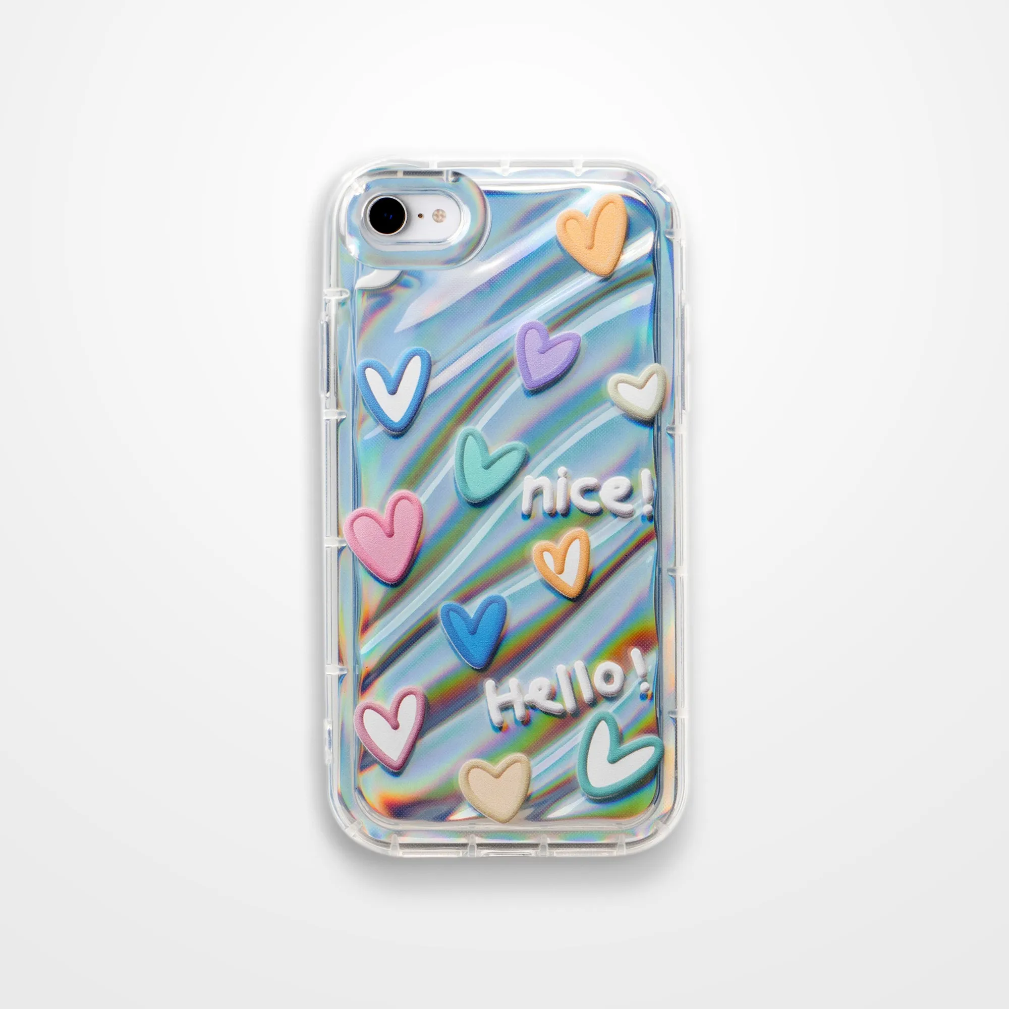 Colorful Hearts Printed Transparent Back Cover for Apple iPhone 7