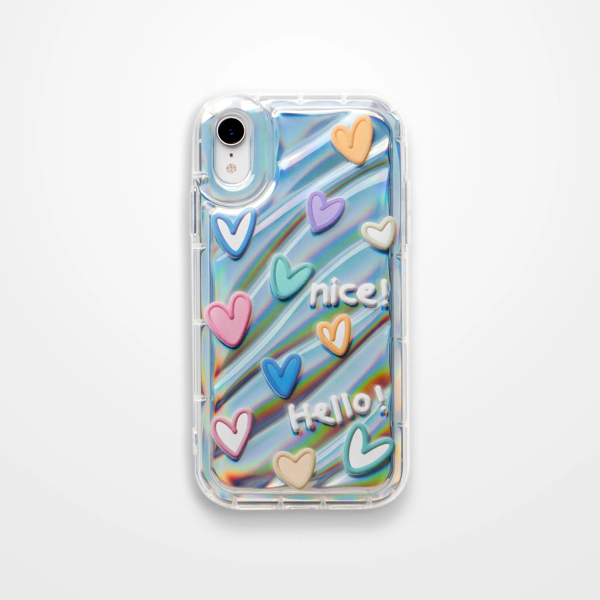 Colorful Hearts Printed Transparent Back Cover for Apple iPhone Xr