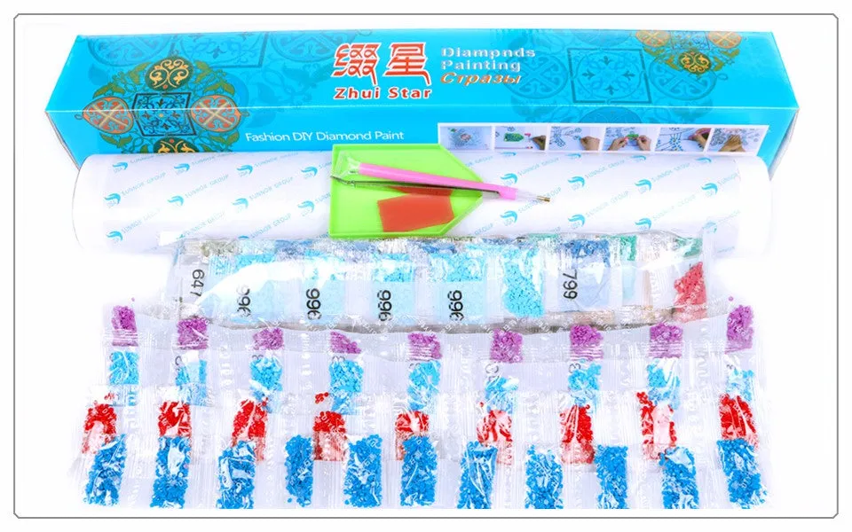 Colorful Tiger And Cub Diamond Painting Kit | Full Round Drill 5D Rhinestones | DIY Animal Portrait