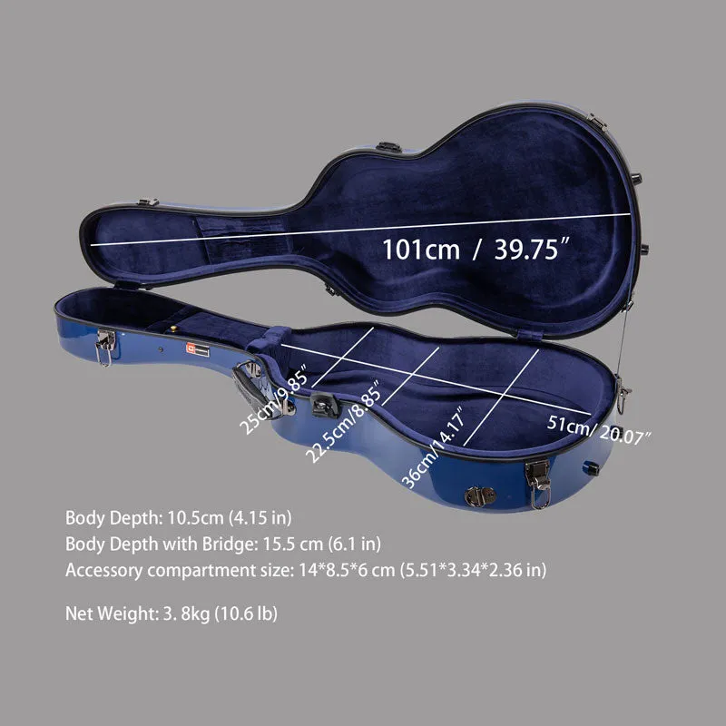 Crossrock CRF2020-0012NVBL Acoustic Guitar Fiberglass Case for 00 Style - Navy Blue