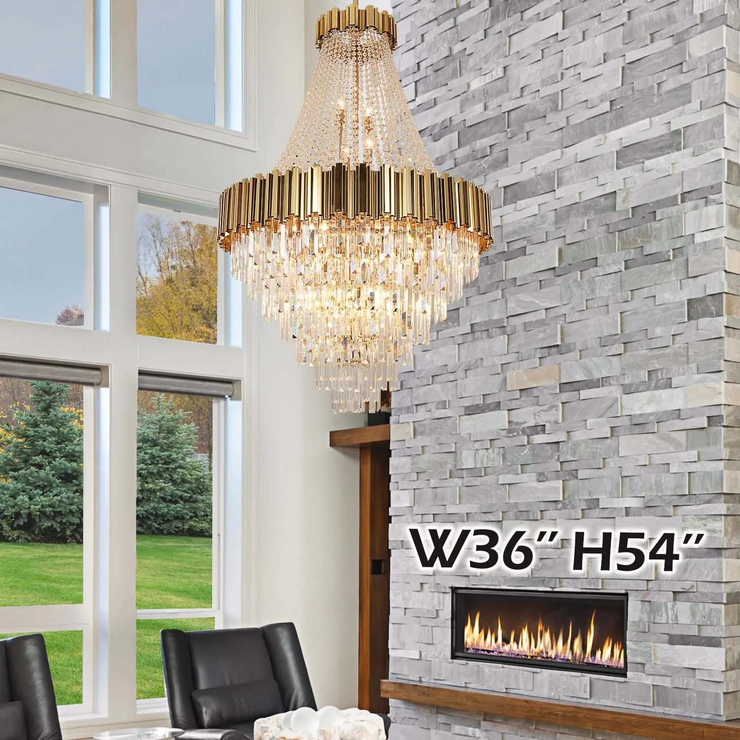 Crystal Chandeliers, Modern Big Pendant Light Fixture for Grand Living Room