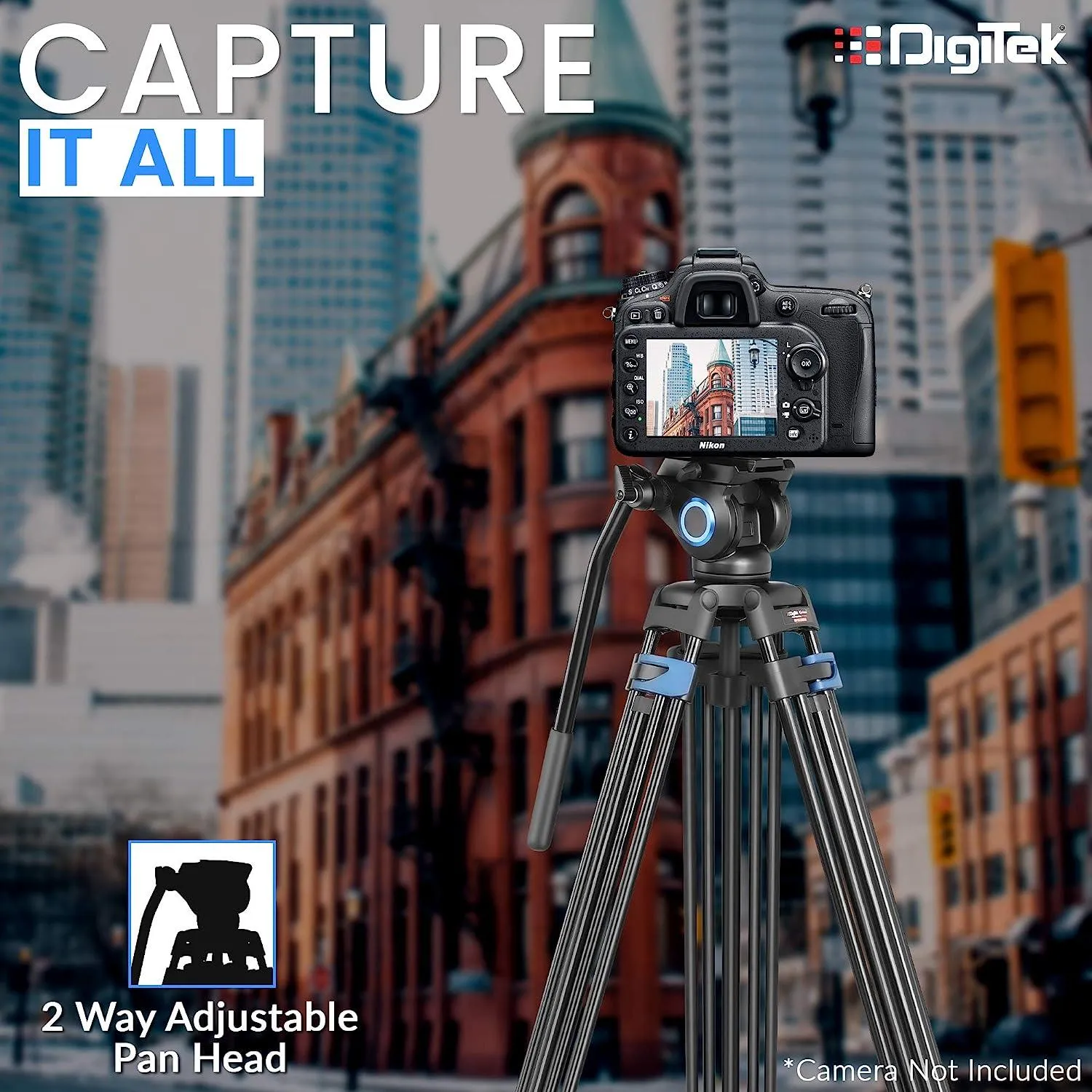 Digitek (DPTR 605 VD) (183 cm) Professional Heavy Duty Tripod, with 2 Way Adjustable Pan Head, for Digital Video Cameras, Maximum Operating Height: 6 Feet, Maximum Load Upto: 20 kgs (Black)